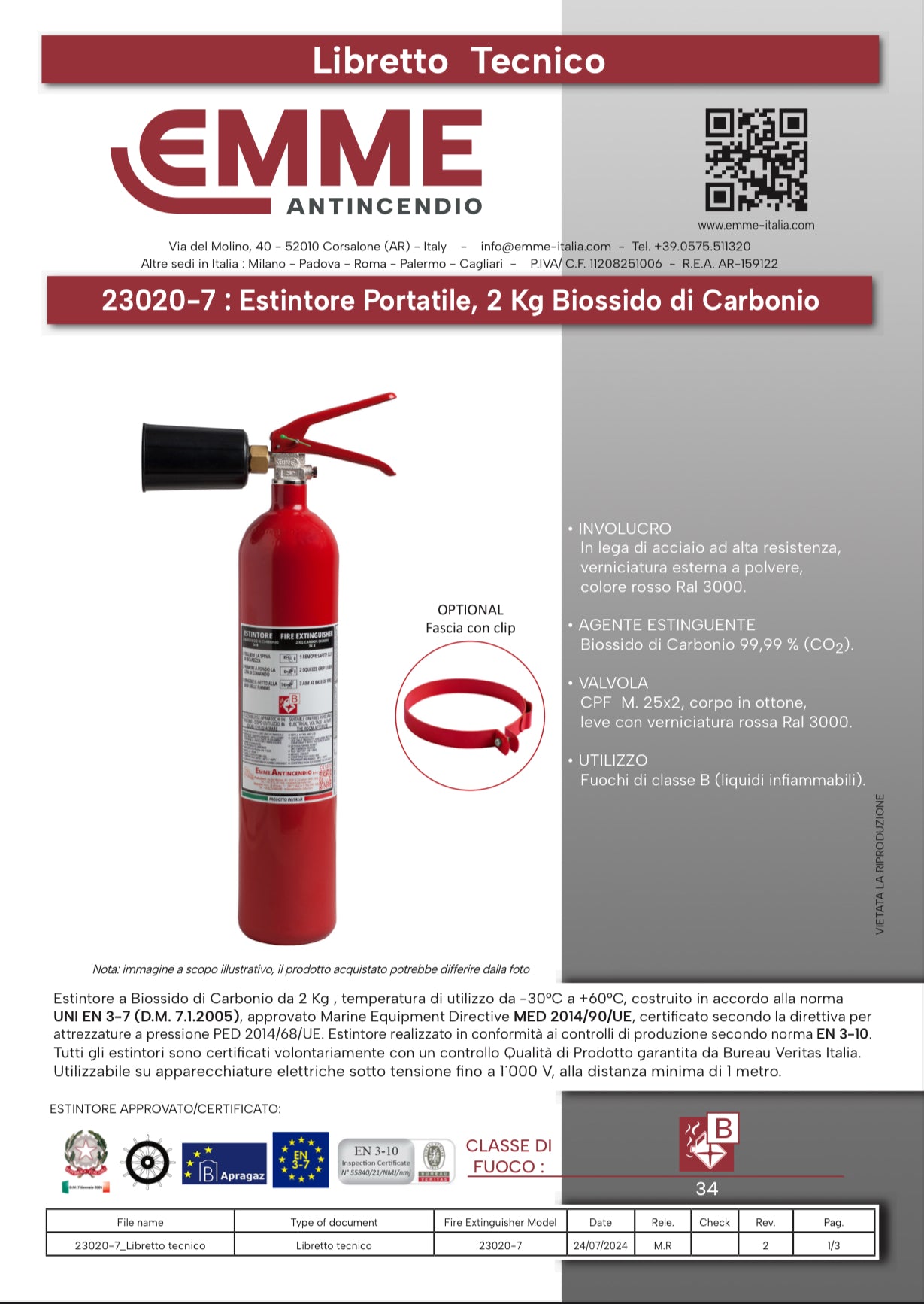 Estintore CO₂ 2Kg