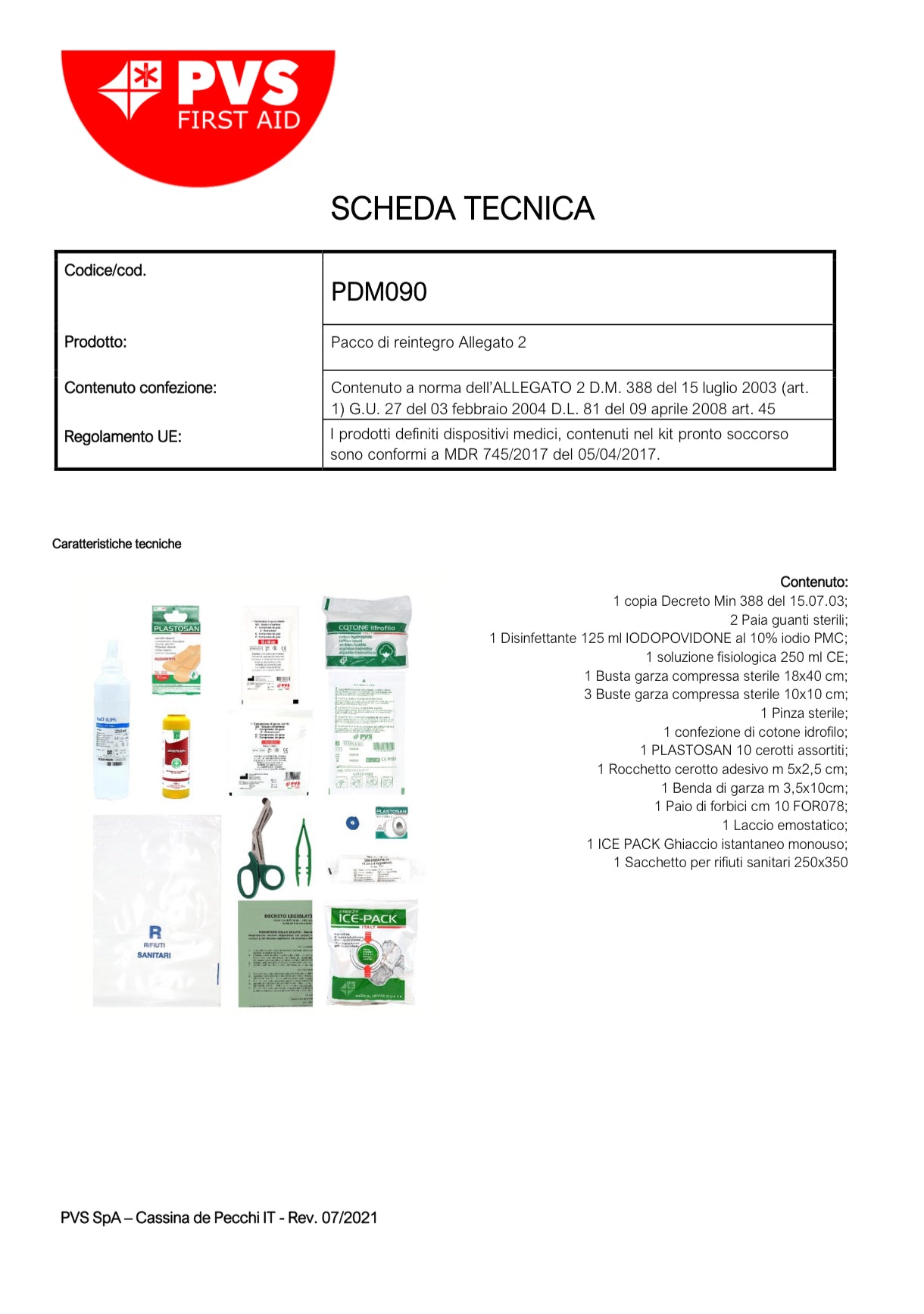 Pacco di Reintegro Medico – Allegato 2 (DM 388/03 e DL 81/08)